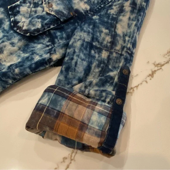 RYAN MICHAEL ⭐️NWT Button Down/Tunic in Acid Washed Blue - Picture 4 of 14